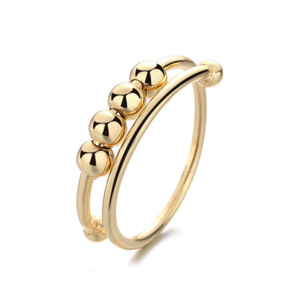 Korean Vintage Beaded Wide Ring – Silver-Tone Open Handmade Jewelry for Women and Couples with Unique Statement Style and Gift Appeal