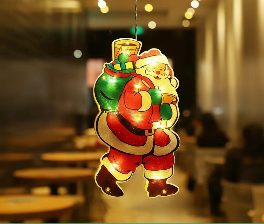 LED Suction-Cup Christmas Hanging Lamp – Santa & Snowman Holiday Window Light for Home Décor, Party Displays, New Year Celebrations & Xmas Gifts