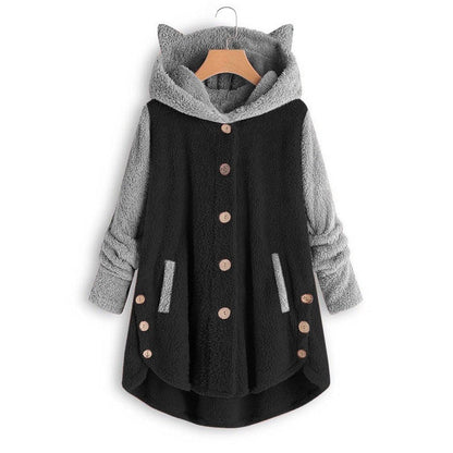 Women's Cat Ear Hoodie - Fleece Pullover Sweatshirt with Cute Print and Plus Size Comfort