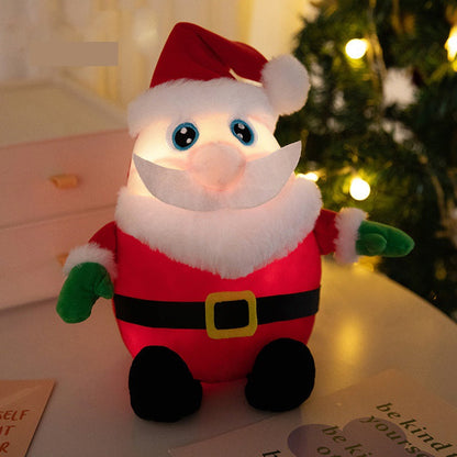 Luminous Singing Christmas Plush Toy – Cute Santa, Elk, or Snowman Plush Doll with Music and Lights, Perfect New Year Gift for Kids