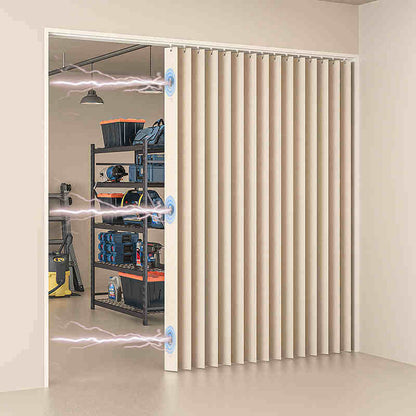 Blackout Door Curtain – Accordion Folding Room Divider Curtain for Doorways & Closets, Pleated Fabric Panel with Hooks
