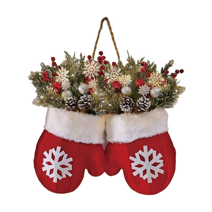 Christmas Glove-Shaped Floral Garland – Creative Simulated Flower Wreath for Doors, Windows, Parties & Holiday Home Decoration