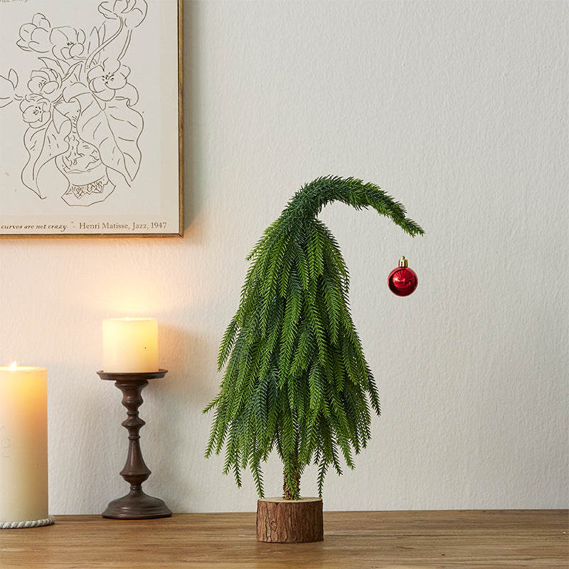 Nordic Twisted-Neck Christmas Tree – 40cm/60cm Tabletop Holiday Decoration for Home, Festive Mini Tree Ornament for Christmas & New Year Displays