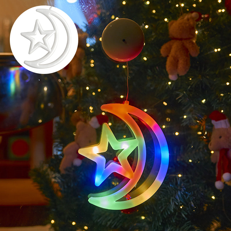 Battery-Powered Window Wall Lights – Snowflake, Stocking & Bell Designs with Suction Cups for Holiday Decor, Ramadan Ambience, and Festive Home Styling