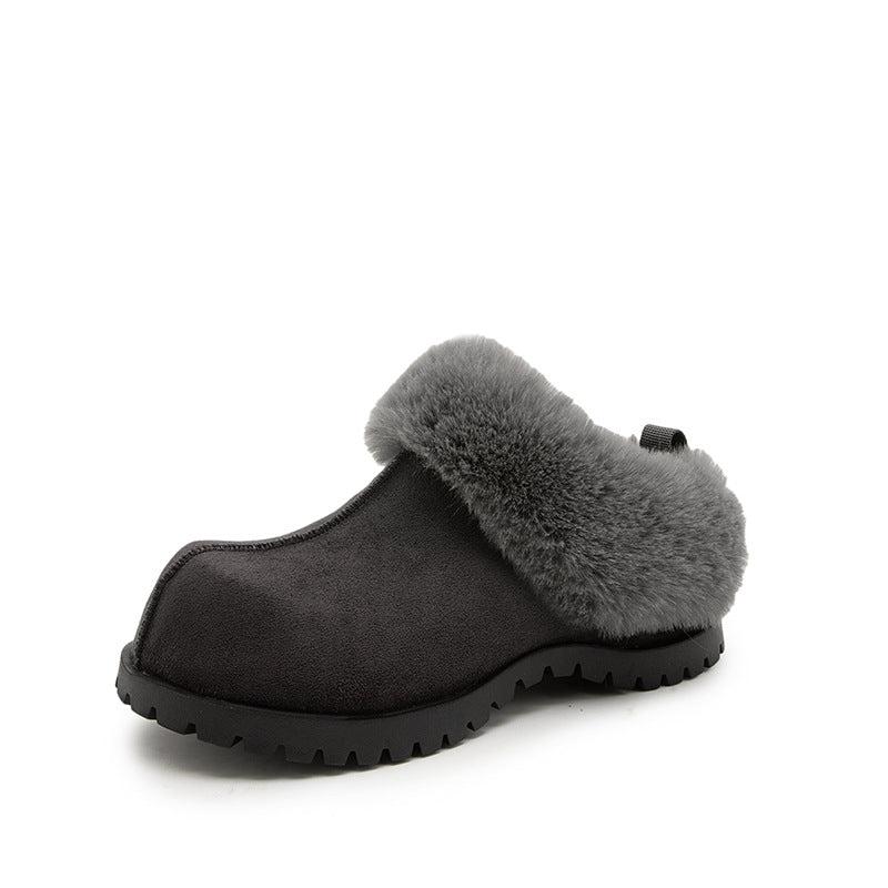 Women's Plush Platform Slippers – 2026 Autumn Winter Flannel Closed Toe Shoes with Warm Lining, Non Slip Sole and Retro Style