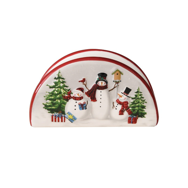 Christmas Snowman Dish & Cutlery Set – Ceramic Plate, Bowl, Storage Jar & Teapot Kitchen Collection for Holiday Meals & Festive Dining