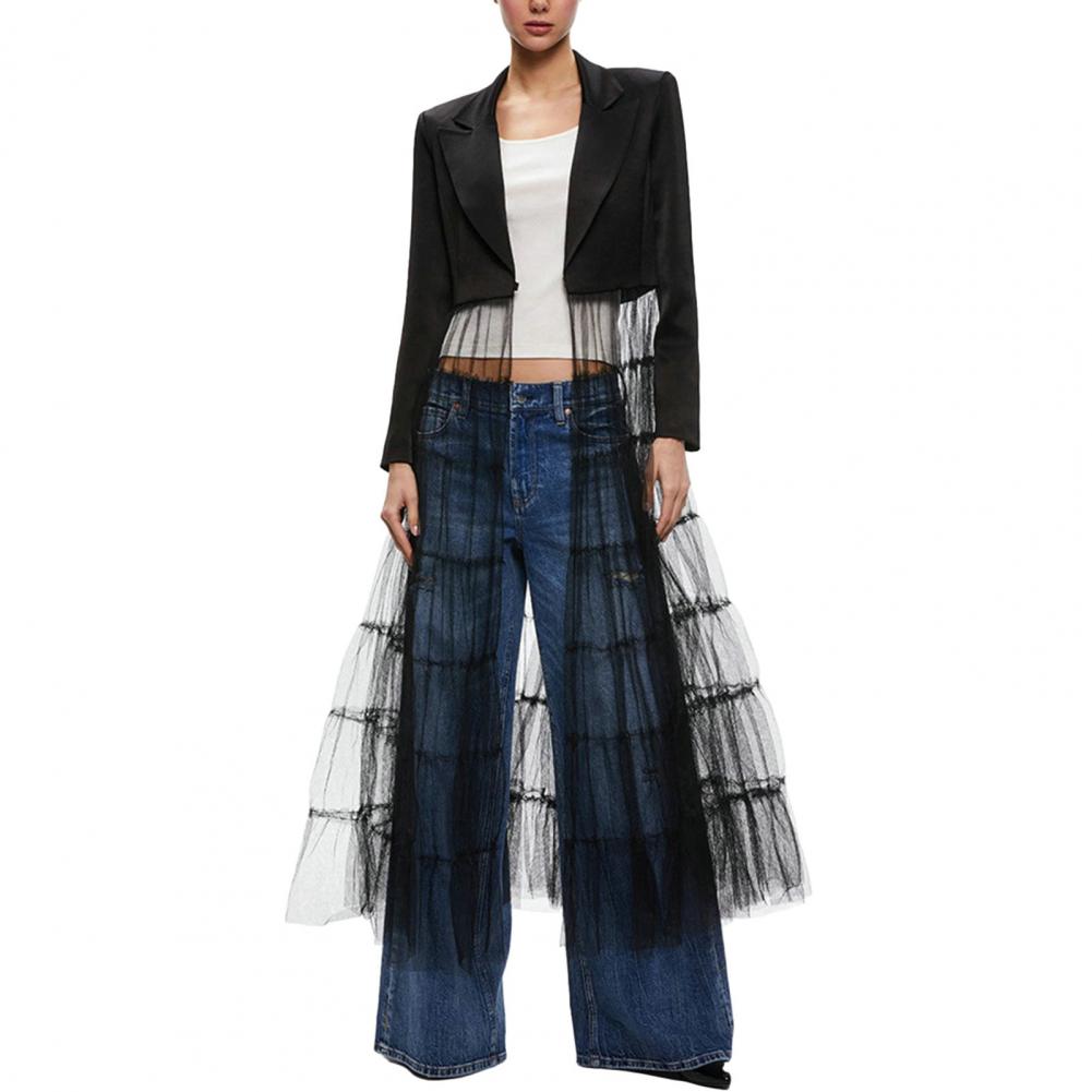 Mesh Cardigan Dress Women - Long Sleeve Turn Down Collar Slim Fit Dress, Casual Elegant Outfit for Daily Wear and Office Fashion