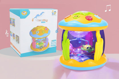 Tummy Time Toy - 4-in-1 Musical Sea Animal Projector for Crawling Practice, Sensory Development and Infant Learning