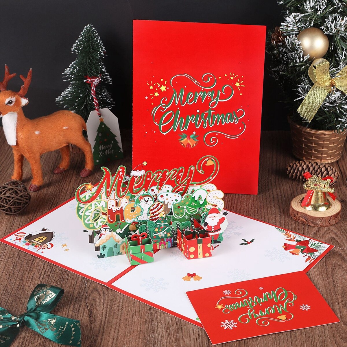 Pop-Up Christmas Tree Greeting Card – 3D Sparkling Holiday Fantasy Card for Christmas Blessings, Gift Messages, Seasonal Wishes, and Festive Surprises