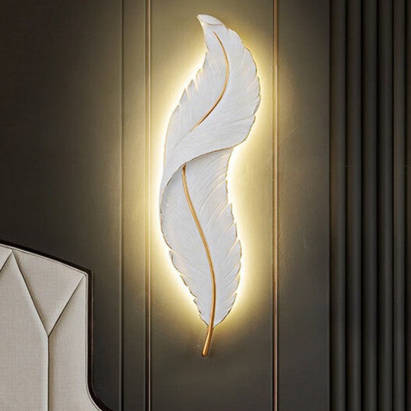 Nordic Feather LED Wall Lamp – Creative Bedside Lighting for Living Room, Bedroom, Corridor and Luxury Home Decor