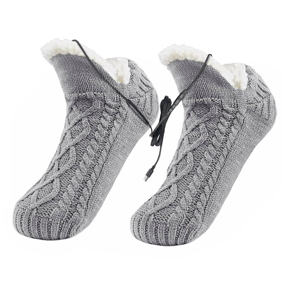 Electric Heated Foot Warmer Socks – Fleece-Lined Thermal Slipper Socks with Gel Grips, No-Slip Cozy Winter Indoor Heating for Men and Women