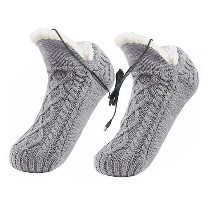 Electric Heated Foot Warmer Socks – Fleece-Lined Thermal Slipper Socks with Gel Grips, No-Slip Cozy Winter Indoor Heating for Men and Women