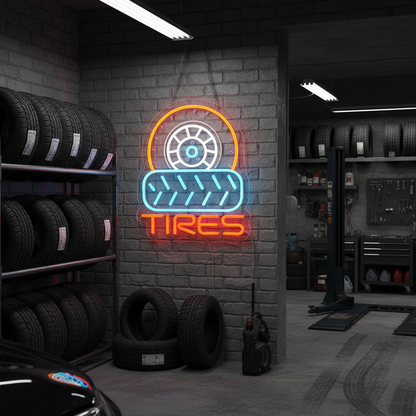Brake Pads Neon Sign – USB LED Garage Wall Decor for Car Lovers, Racing Fans, Workshops, Bars and Man Cave Lighting