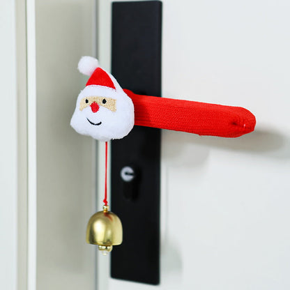 Christmas Door Handle Covers – Soft Hanging Santa and Snowman Bell Decorations for Home Entryways, Festive Accessories for Holiday Spirit