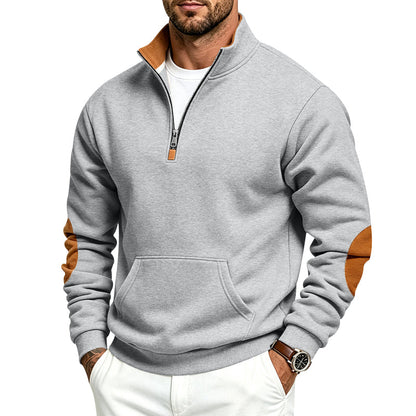 Men's Fleece Lined Sweatshirt – Thick Stand Collar Zip Up Pullover for Autumn Winter Casual Streetwear, Outdoor Comfort and Warmth