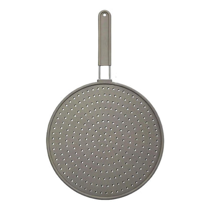 Silicone Kitchen Splatter Screen – Heat-Resistant Oil Splash Guard with Handle and Drain Board Function for Safer, Cleaner Frying and Cooking