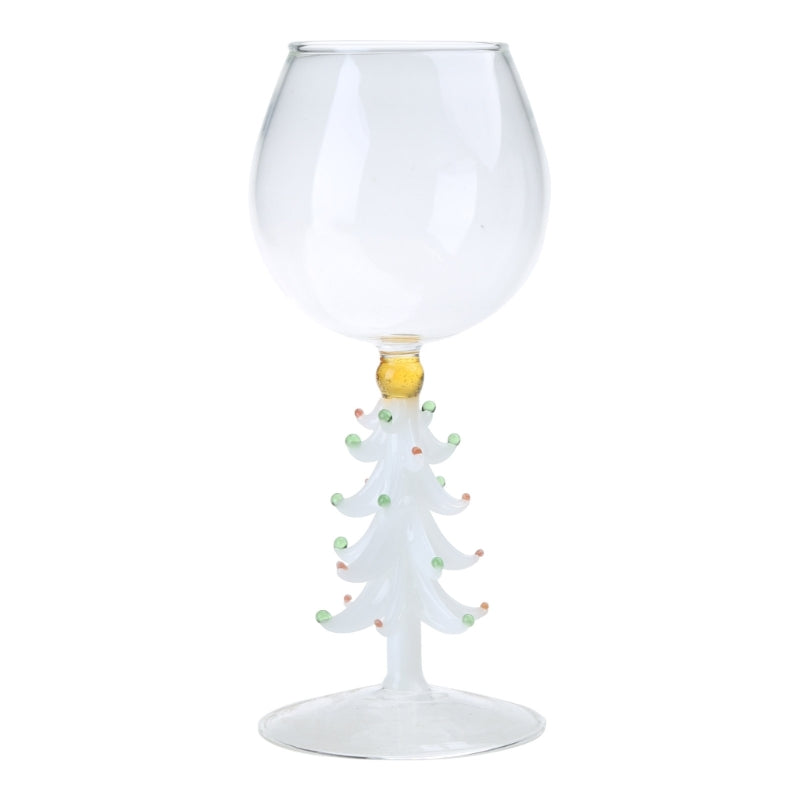 Christmas Tree Glass Cup – Stemless Drinking Glass with Festive Tree Figurine for Holiday Beverages and Entertaining