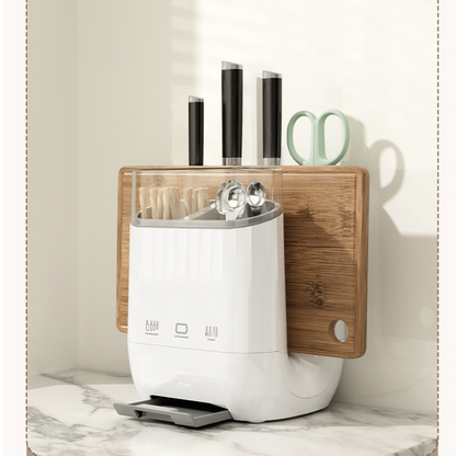 Countertop Knife and Cutting Board Organizer – Drainable Kitchen Storage Rack with Chopstick Holder for Neat, Space-Saving Utensil and Board Organization