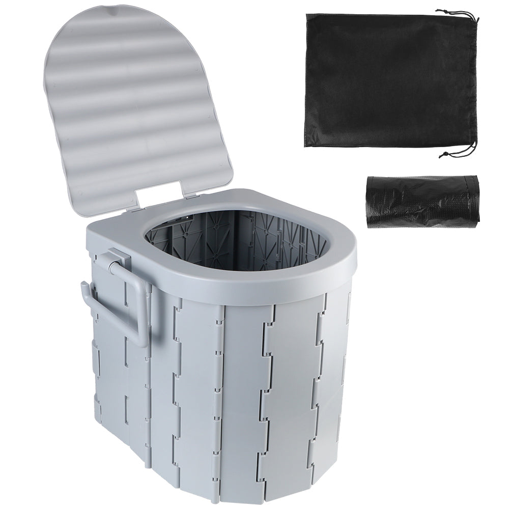 Portable Folding Camping Toilet Seat – Travel Bucket Toilet with Lid for Car Trips, Emergency Outdoor Camping Toilet for Hiking, Fishing and Road Travel