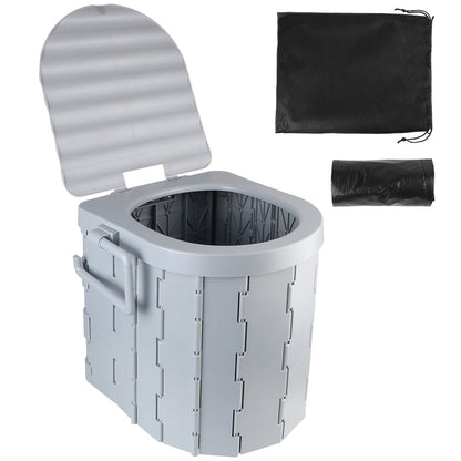 Portable Folding Camping Toilet Seat – Travel Bucket Toilet with Lid for Car Trips, Emergency Outdoor Camping Toilet for Hiking, Fishing and Road Travel