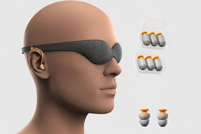 Blackout Sleep Mask – 3D Soft Shading Eye Cover with Noise-Reducing Ear Plugs for Travel, Naps, Meditation and Comfortable Rest Anywhere