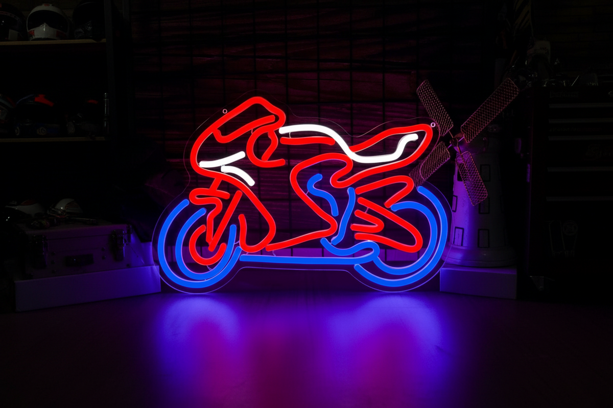 Motorcycle Neon Sign – USB LED Wall Light and Business Signage for Garages, Game Rooms and Bedrooms, Perfect for Biker-Themed Decor