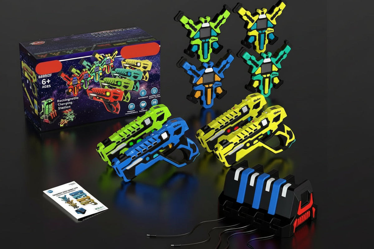 Interactive Infrared Laser Tag Set - Battle Game with Electronic Blasters for Kids Group Play and Family Fun