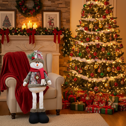 Christmas Standing Doll Set – Santa Snowman Reindeer Holiday Table Decorations for Festive Home Display