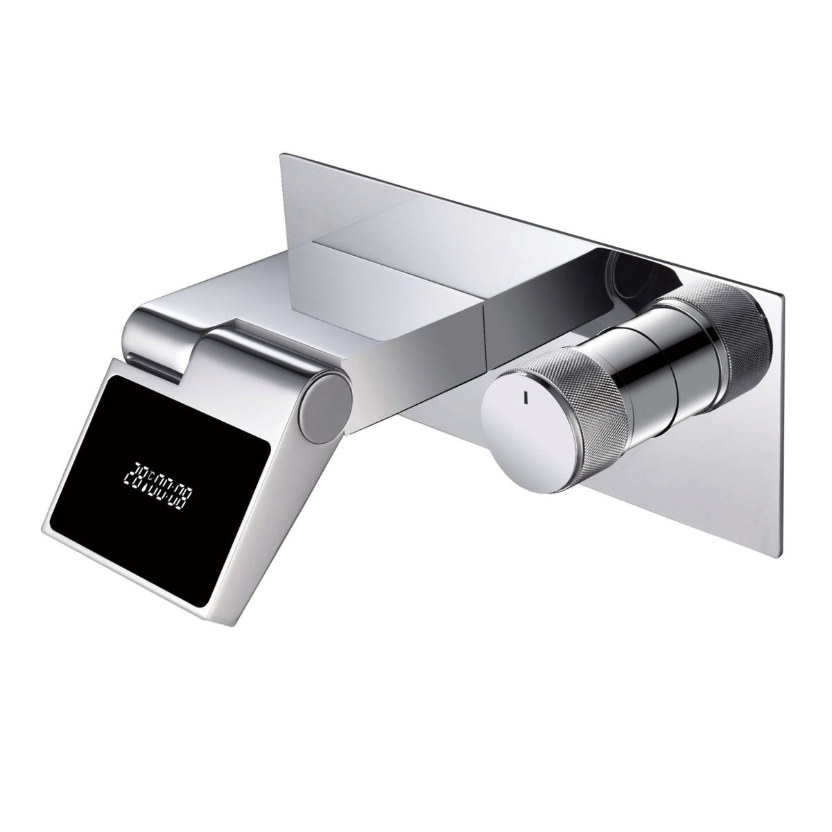 Luxury Gunmetal Brass Bathroom Faucet – Wall-Mounted Hot and Cold Mixer Tap with LED Digital Display and Elegant Single-Handle Design