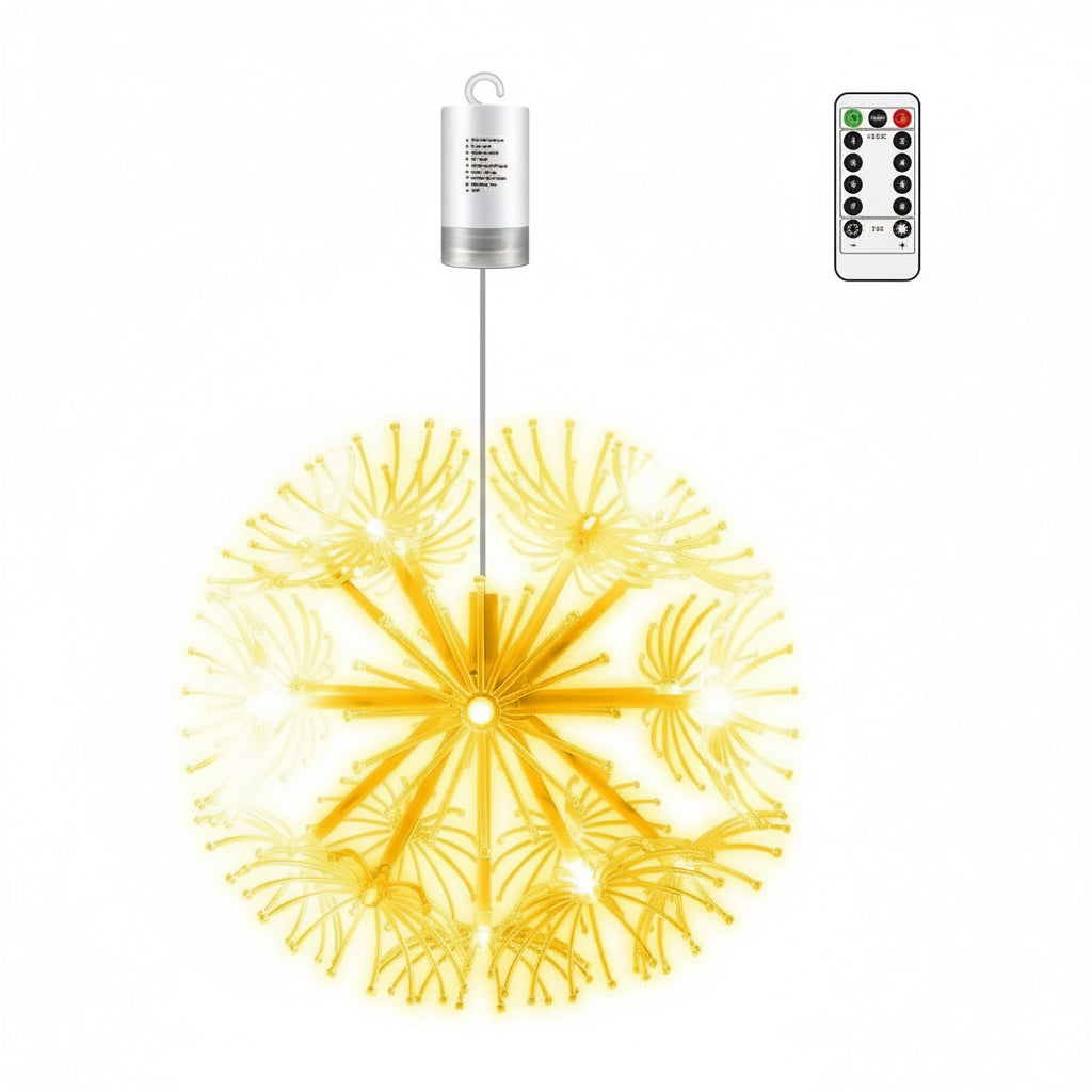 LED Dandelion Firework Lights – 19-LED 8-Mode Outdoor Starburst Lamps with Remote for Home, Weddings, Parties & Festive Holiday Décor