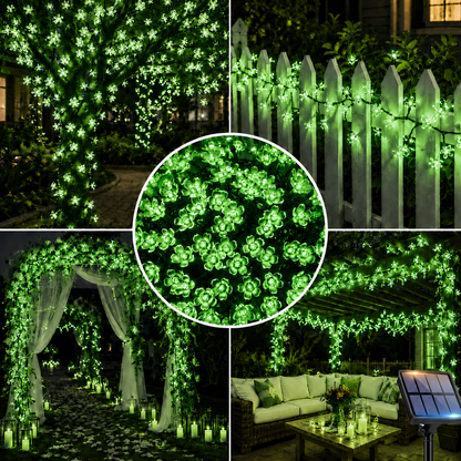 Cherry Blossom Solar String Lights – Romantic Outdoor Fairy Lighting for Gardens, Patios, Balconies, Weddings, Parties and Warm Decorative Ambience