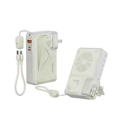 Magnetic 6-in-1 Power Bank with Built-In Cable – All-in-One Fast Charging Portable Battery Compatible with Smartphones, White Rechargeable