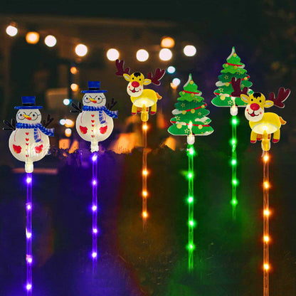 Solar Christmas Lawn Light Set – 6-Piece Santa & Reindeer Waterproof Garden Lamps for Festive Outdoor Holiday Decoration