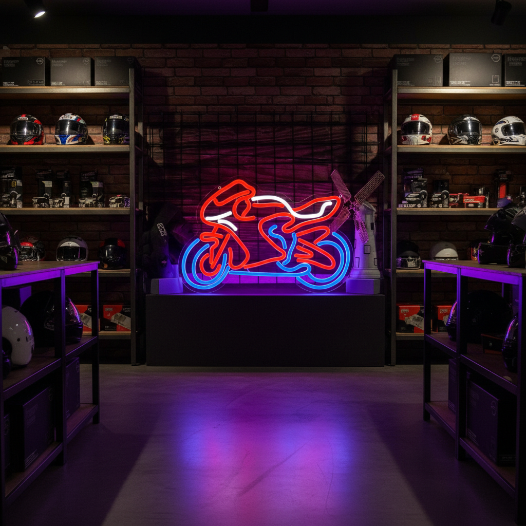 Motorcycle Neon Sign – USB LED Wall Light and Business Signage for Garages, Game Rooms and Bedrooms, Perfect for Biker-Themed Decor