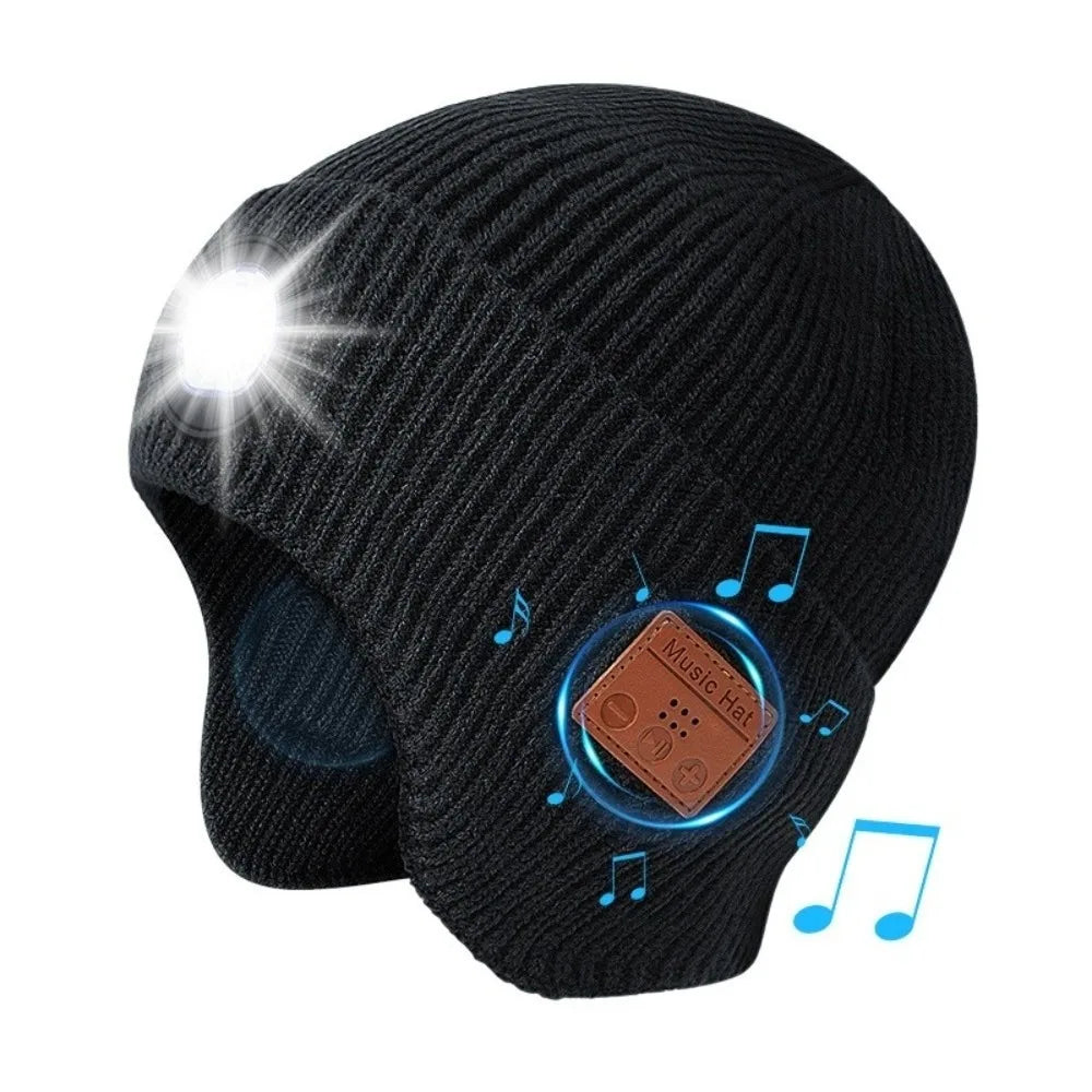LED Beanie Hat with Light - USB Rechargeable Winter Headlamp Cap for Outdoor Work, Running and Camping