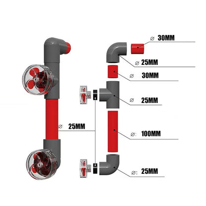 Auto-Rotating 4-Blade Aquarium Fan Kit – Fish Tank Outlet Accessory with Clover-Style Flow Rotation, Filter Screen Compatibility & Enhanced Water Circulation