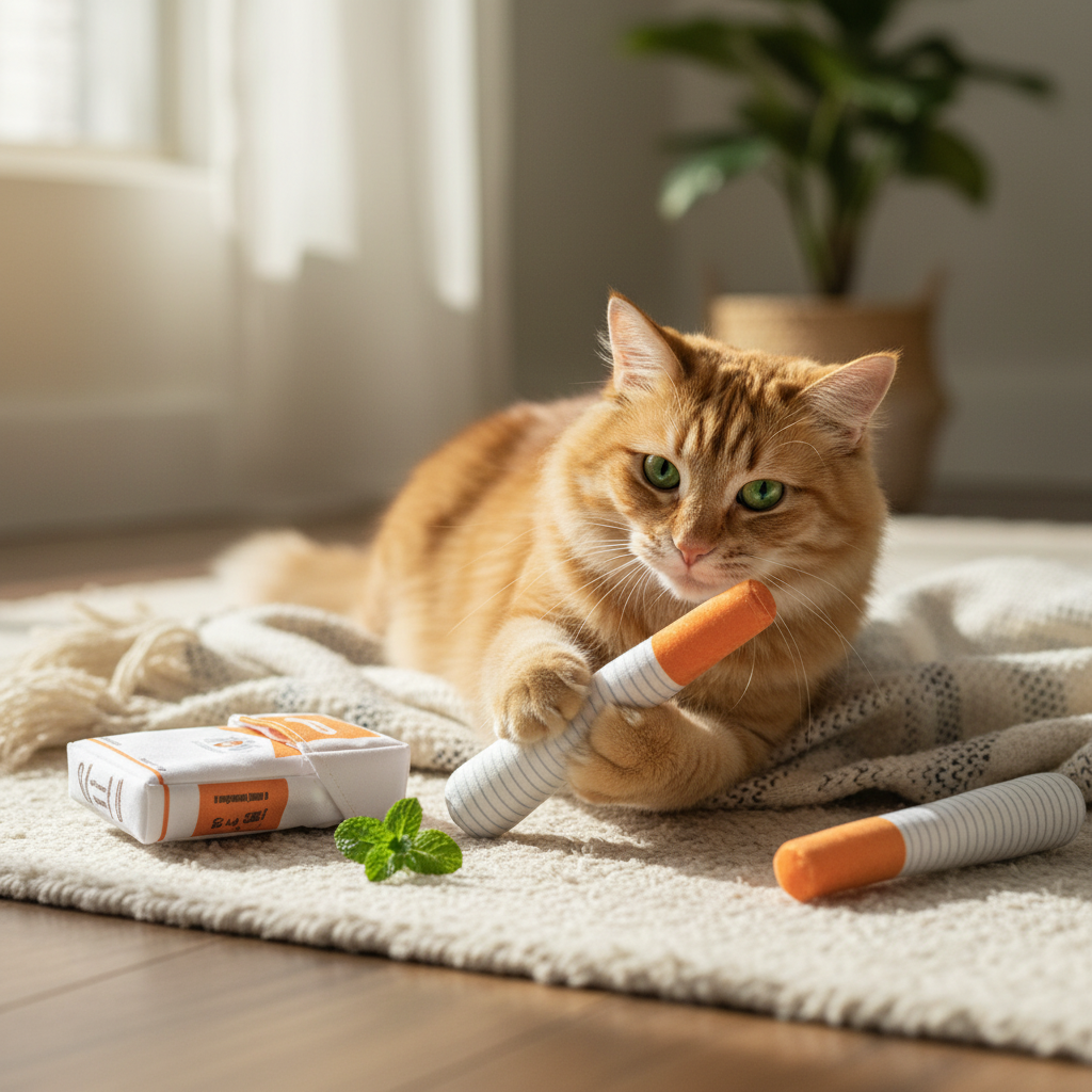 Mint Cat Chew Sticks – Cigarette-Shaped Teaser Toys for Biting, Oral Cleaning, Interactive Play, Boredom Relief and Indoor Cat Enrichment