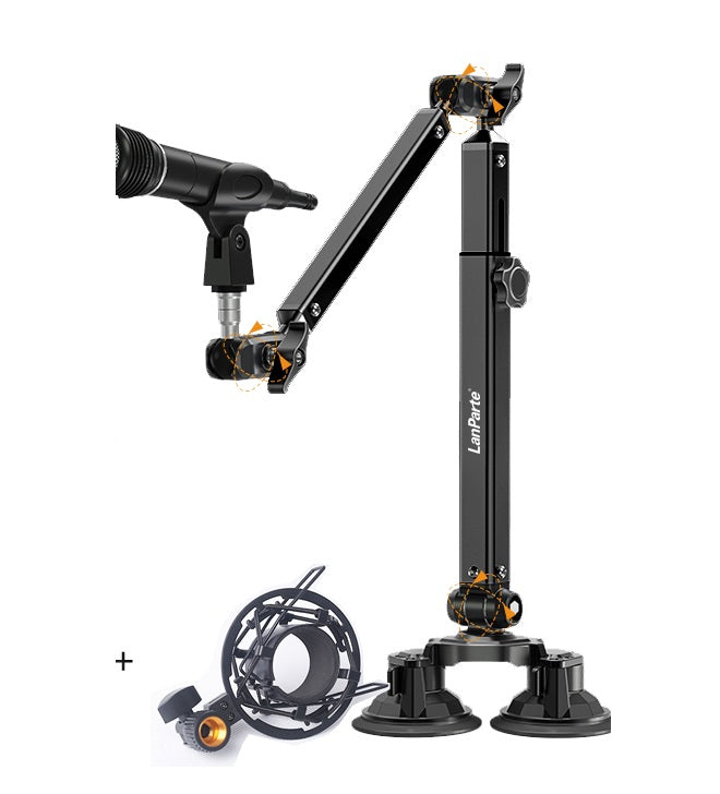 Adjustable Mic Boom Arm Desk Mount – 360° Swivel Microphone Stand with Detachable Riser Column for Streaming, Podcasting & Studio Recording