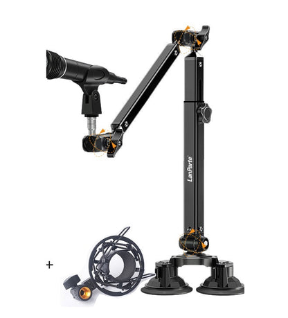 Adjustable Mic Boom Arm Desk Mount – 360° Swivel Microphone Stand with Detachable Riser Column for Streaming, Podcasting & Studio Recording
