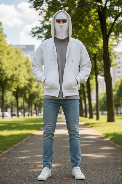 Unisex Windproof Double Hood Sweatshirt – Full Zip Loose Streetwear Coat for Autumn Winter, Casual Layering and Cold Weather Protection