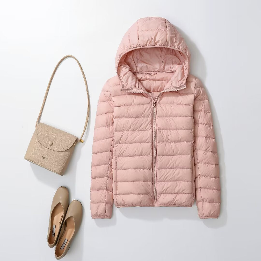 Women’s Ultra Lightweight Packable Puffer Jacket – Hooded Plus Size Down Coat for Spring, Autumn Travel and Everyday Warmth