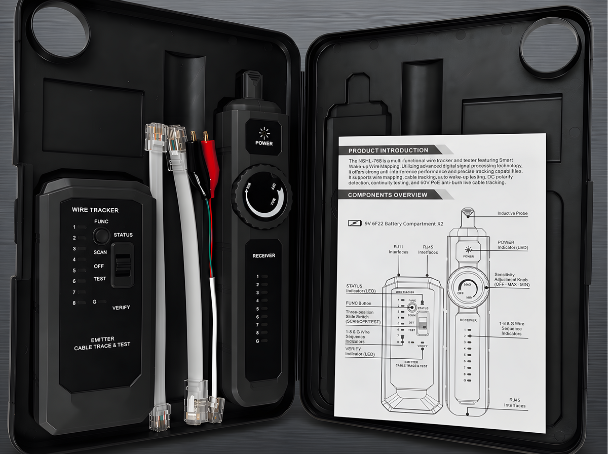 Anti-Burn Wire Tracker – RJ45 RJ11 Network Cable Tester and Line Locator for CAT5 CAT6 LAN and Telephone Repair Troubleshooting