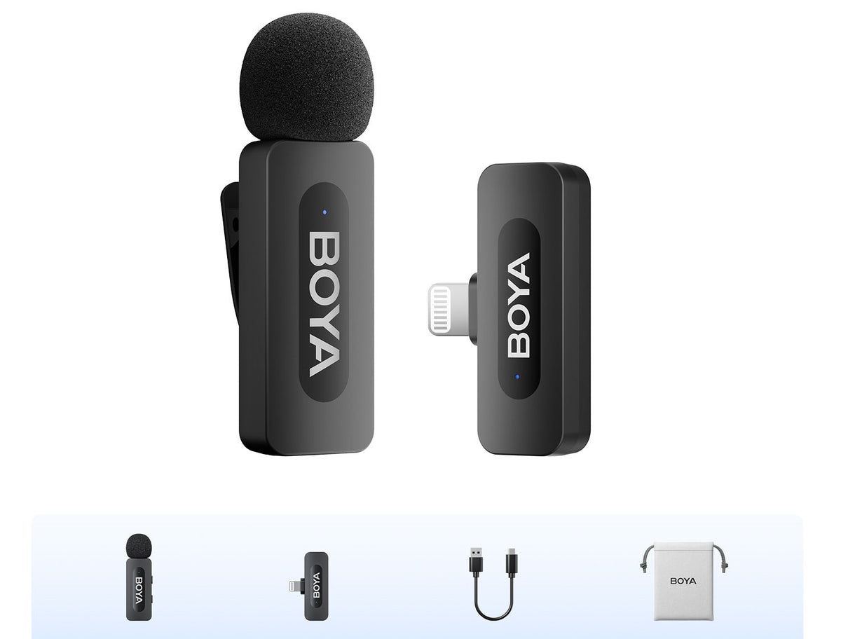 Wireless Lavalier Lapel Microphone – Rechargeable Noise-Cancelling Clip-On Mic for iPhone, Android, Camera, Live Streaming & Vlogging