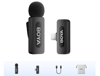 Wireless Lavalier Lapel Microphone – Rechargeable Noise-Cancelling Clip-On Mic for iPhone, Android, Camera, Live Streaming & Vlogging