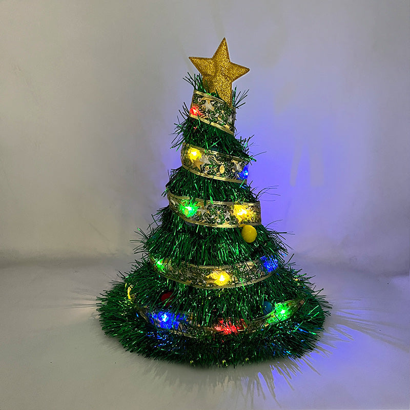 LED Light-Up Christmas Tree Ribbon Hat – Cute Luminous Santa Hat for Holiday Parties, Dress-Up Events, Christmas Photos & Festive Gifts