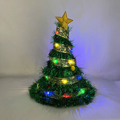 LED Light-Up Christmas Tree Ribbon Hat – Cute Luminous Santa Hat for Holiday Parties, Dress-Up Events, Christmas Photos & Festive Gifts