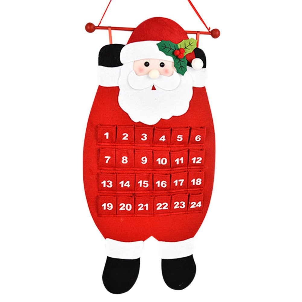 Advent Countdown Calendar - 3D Non-Woven Hanging Christmas Felt Calendar for Kids, Interactive Holiday Countdown Home Decoration
