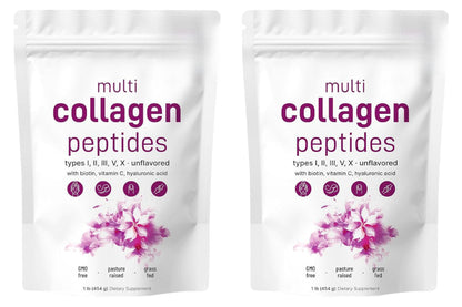 Multi Collagen Peptides Powder – Hydrolyzed Protein Blend with Types I, II, III, V and X for Convenient Daily Collagen Supplementation