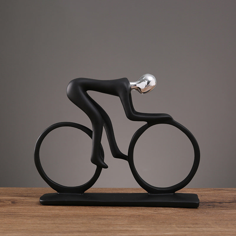 Abstract Cyclist Statue Decor - Modern Resin Bicycle Rider Figurine for Office Living Room and Sports Inspired Decoration