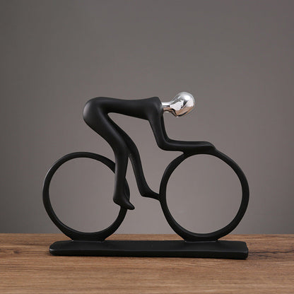 Abstract Cyclist Statue Decor - Modern Resin Bicycle Rider Figurine for Office Living Room and Sports Inspired Decoration